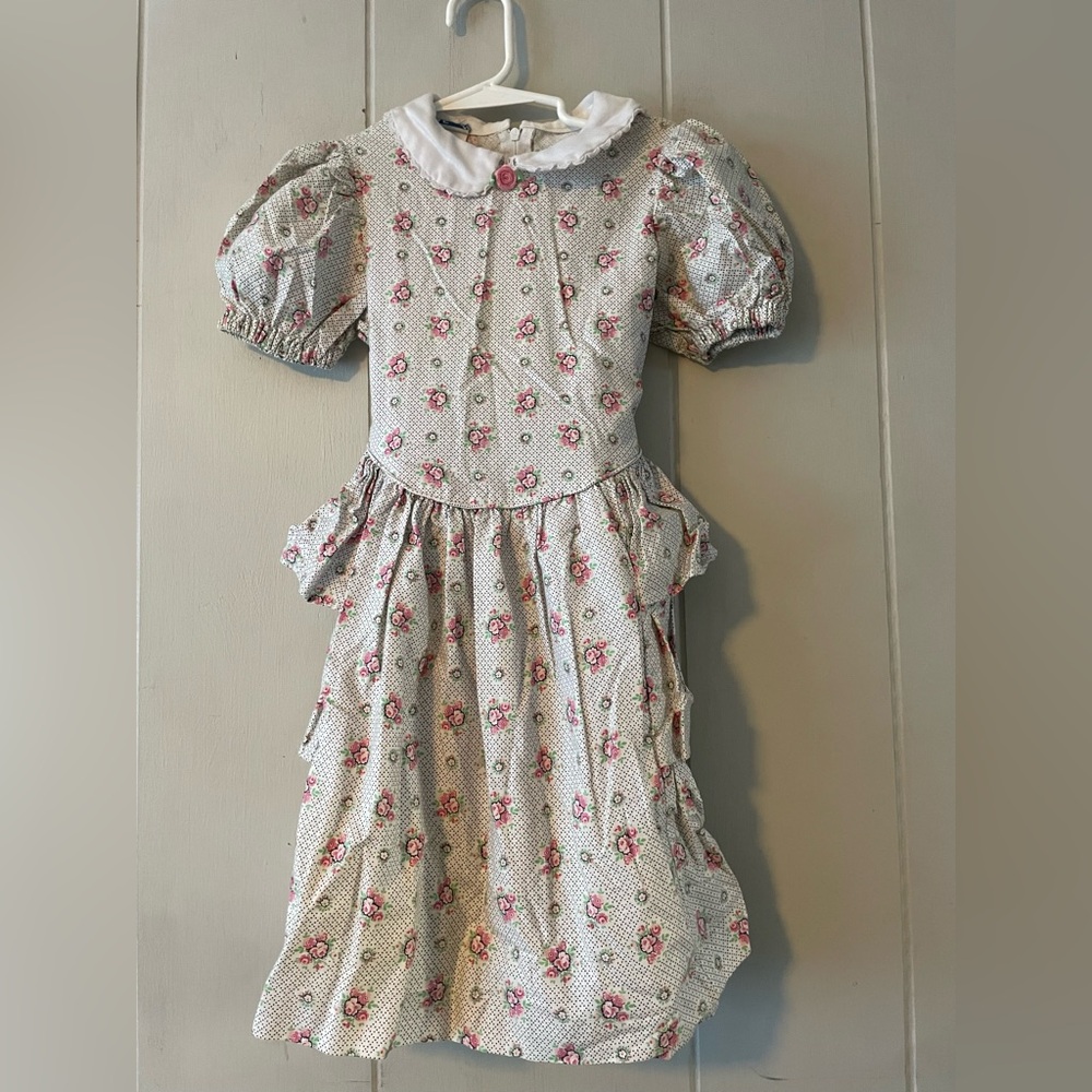 VTG Polly Flinders Floral Cottagecore Dress Short Sleeve Girls Size 6 Vintage